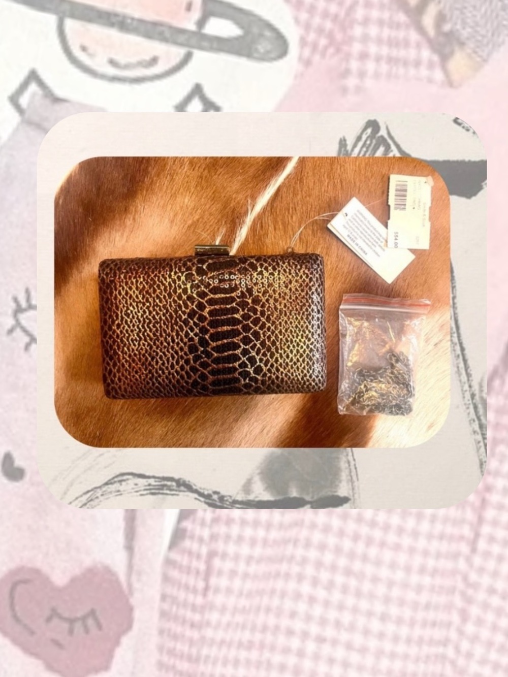 🏷️ Smith & Scott elegant metallic snakeskin print clutch & cross body bag